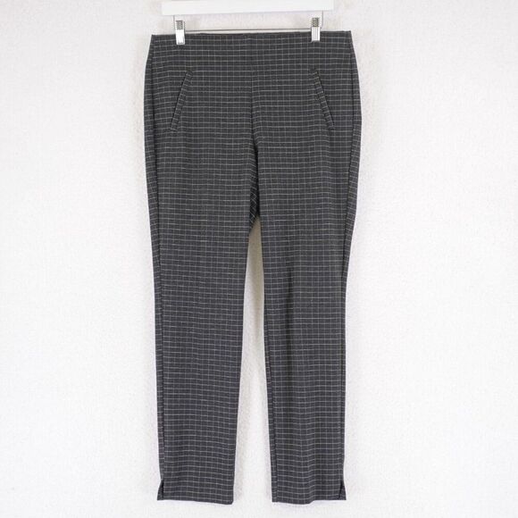 Chicos Black Windowpane‎ Dress Pants 6 32/28 High Rise - Picture 1 of 7